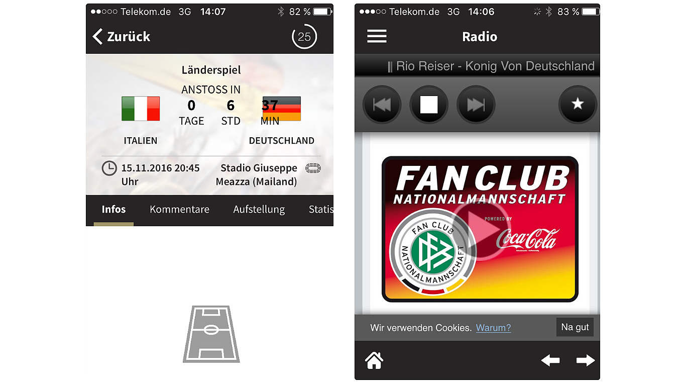 Mit Fan Club-Radio und -App live beim Italien-Spiel dabei DFB
