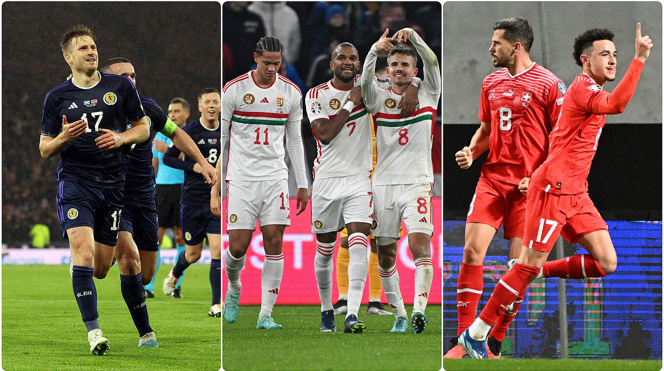 Die drei Gegner des DFB-Teams bei der Heim-EURO: Schottland, Ungarn und die Schweiz © AFP/Getty Images/Collage DFB