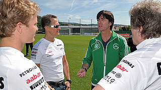 Zu Gast bei Löw und Co.: Rosberg, Schumacher und Haug © Bongarts/GettyImages